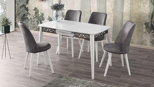Milano Patterned Table White 120x70 cm and Melisa Chair