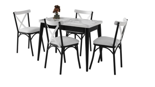 Mercan Kitchen Table with Spoon Holder 100x60 cm and Clover Chair