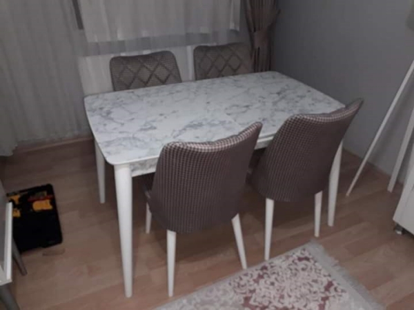 Milano Mdf White Marble 130x80 cm and Nova Chair