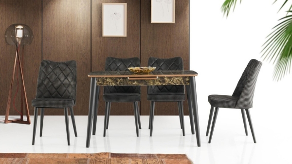 Milano Hg Table Black Stone 120x70 cm and Nova Chair