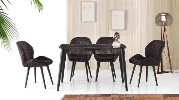 Milano Table Black Marble 120x70 cm and Vera Chair