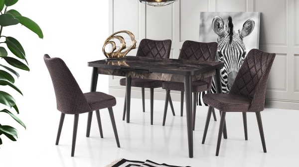 Milano Table Black Marble 120x70 cm and Nova Chair