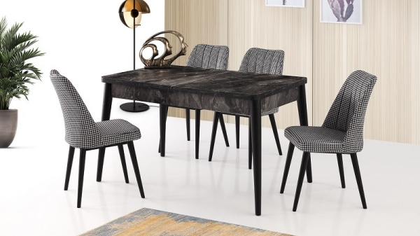 Kelebek Table Black Marble 130x80 cm ve Sude Chair