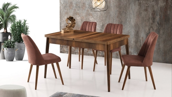 Kelebek Table Baroque Walnut 130x80 cm ve Sude Chair