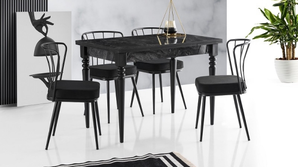 Smart Mercan Table Black Marble 110x70 cm and Gunes Chair