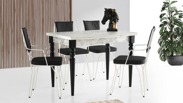 Smart Mercan Table White Marble 110x70 cm and Eva Chair