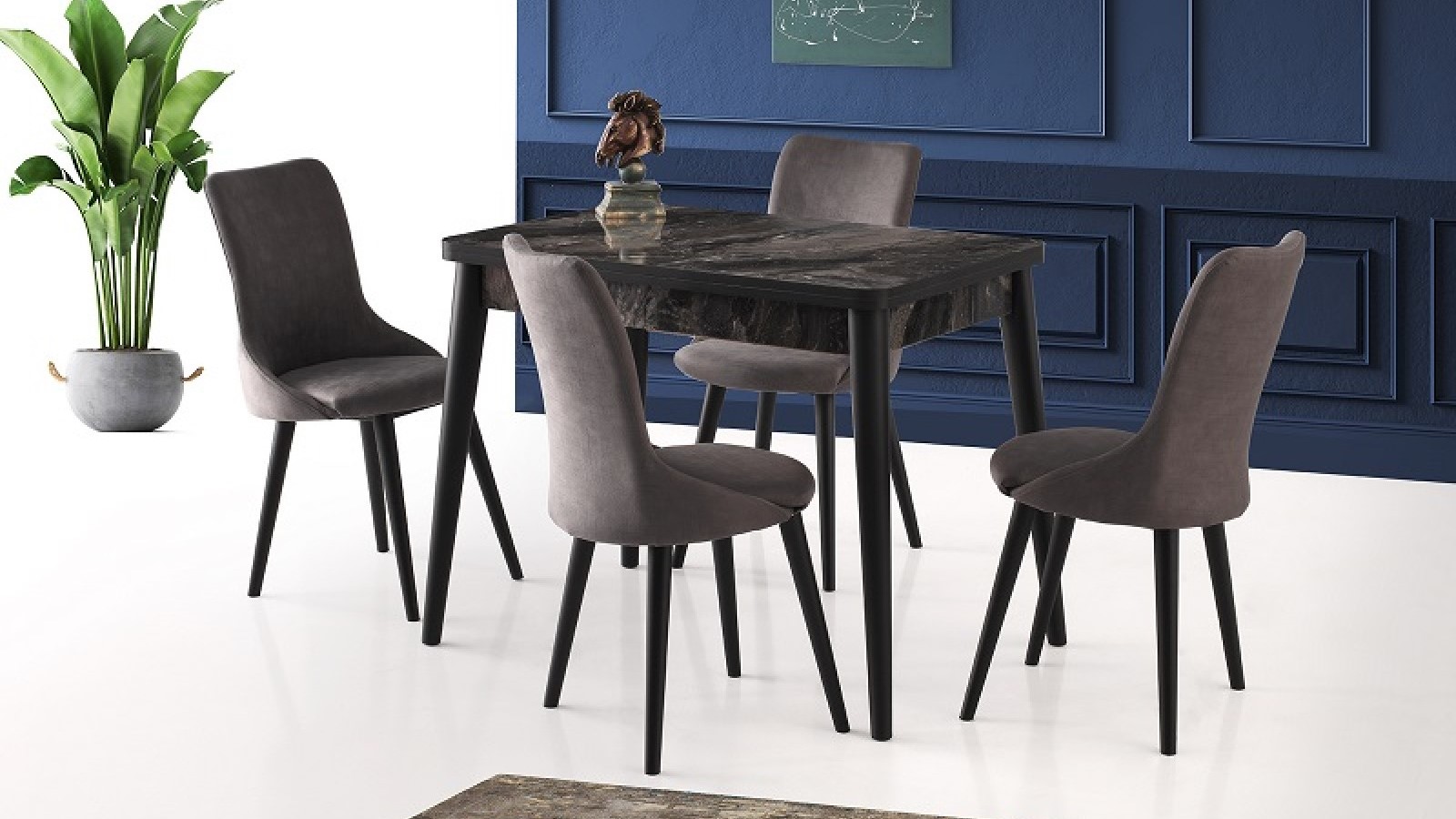 Gonca Oval Table 100x65 cm and İnci Chair