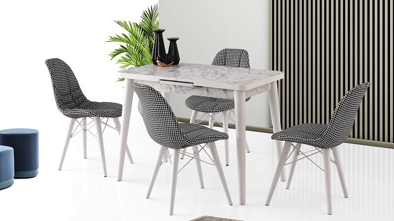 Silva Table White Marble 100x60 cm ve Defne Chair