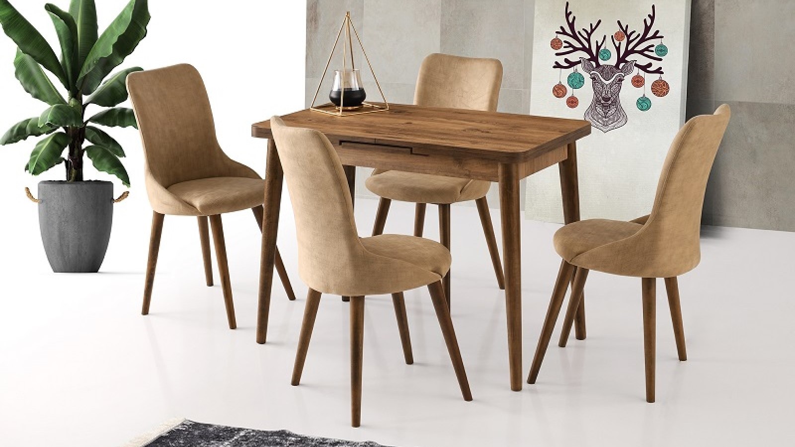 Silva Table Ash 100x60 cm ve İnci Chair
