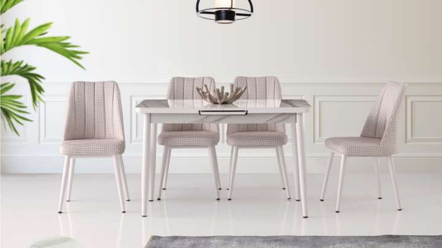 Silva Table (Metal Leg) Calcutta  120x70 cm ve Sude Chair