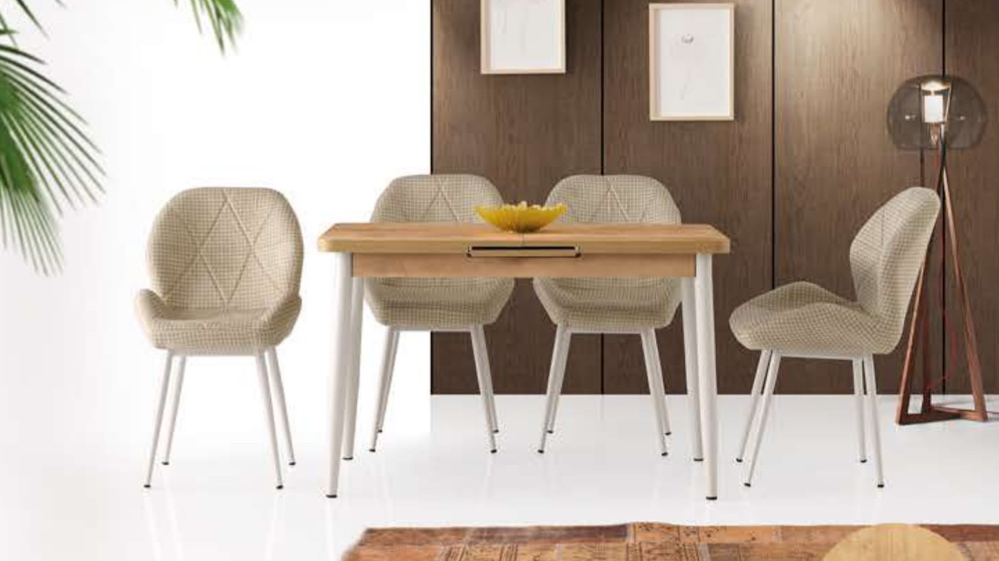 Silva Table (Metal Leg) sapphire oak 120x70 cm ve Sude Chair