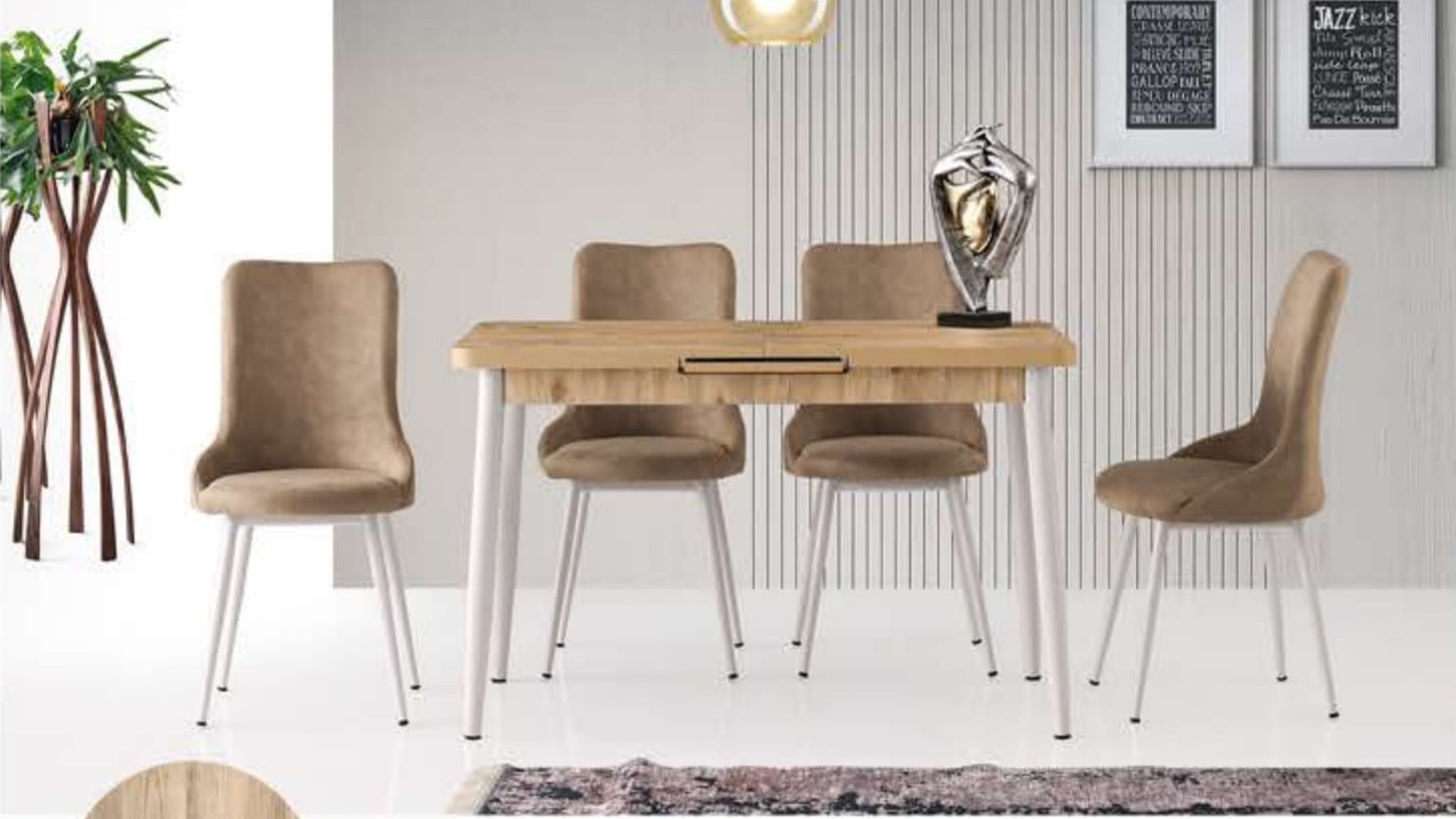 Silva Table (Metal Leg) Soho 120x70 cm ve İnci Chair