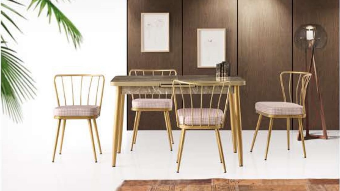 Silva Table (Metal Leg) Elvira 120x70 cm ve Güneş Chair