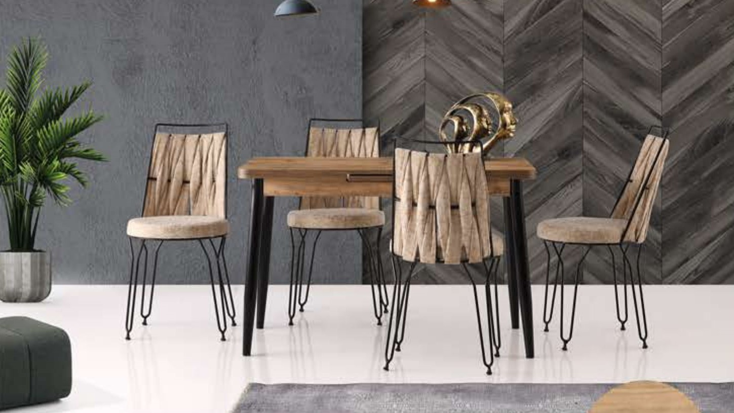 Silva Table (Metal Leg) Ash Tree 120x70 cm ve Ada Chair
