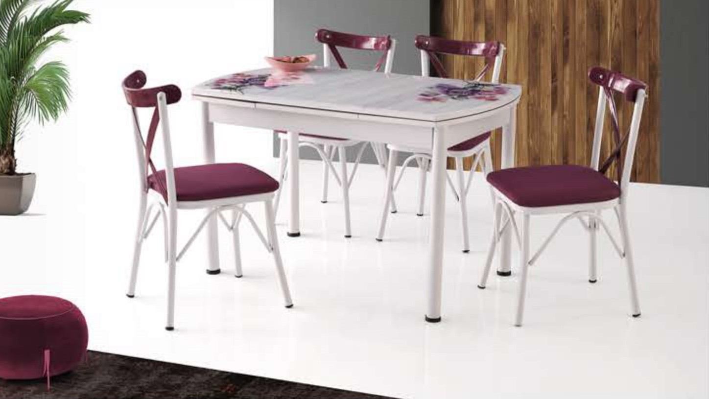Smart Oval Glass Table (Metal Leg) 120x75  and Çapraz Chair