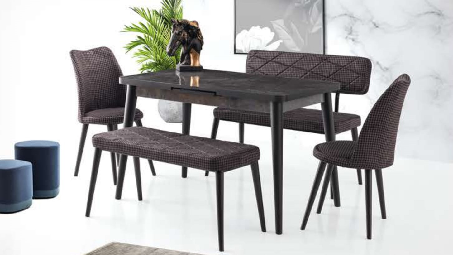 Silva Table Aris 120x70 cm and Ekol Bench Set