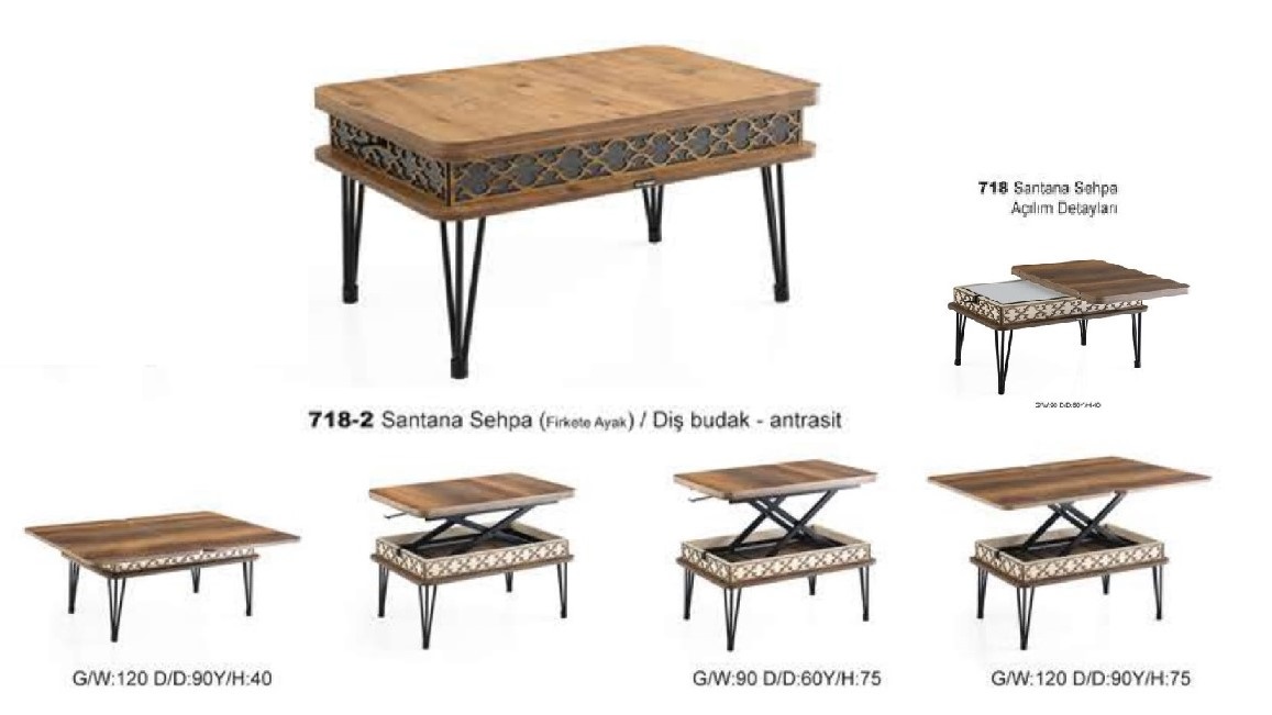 Santana Coffee Table (Hairpin Leg) Ash Anthracite 60x90 cm
