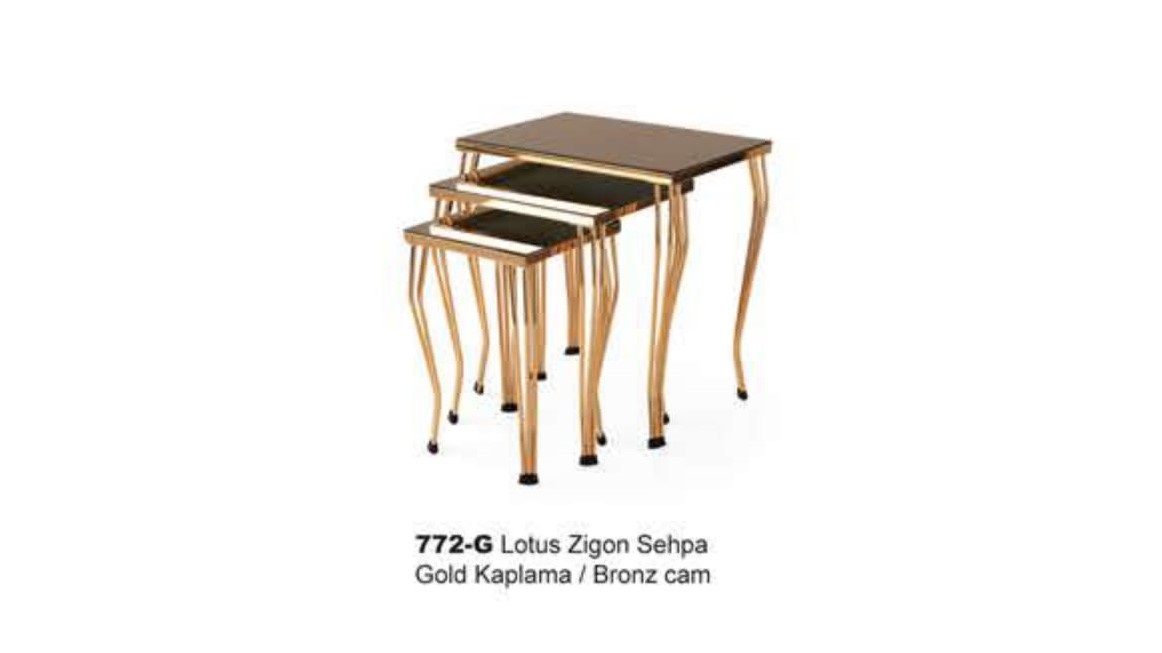 Lotus Nesting Table Gold Plated Bronze Glass