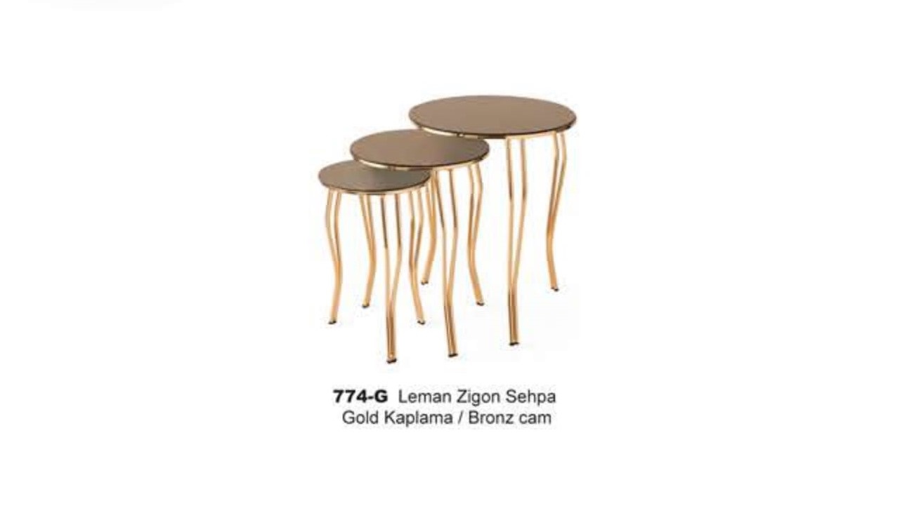 Lotus Nesting Table Gold Plated Bronze Glass