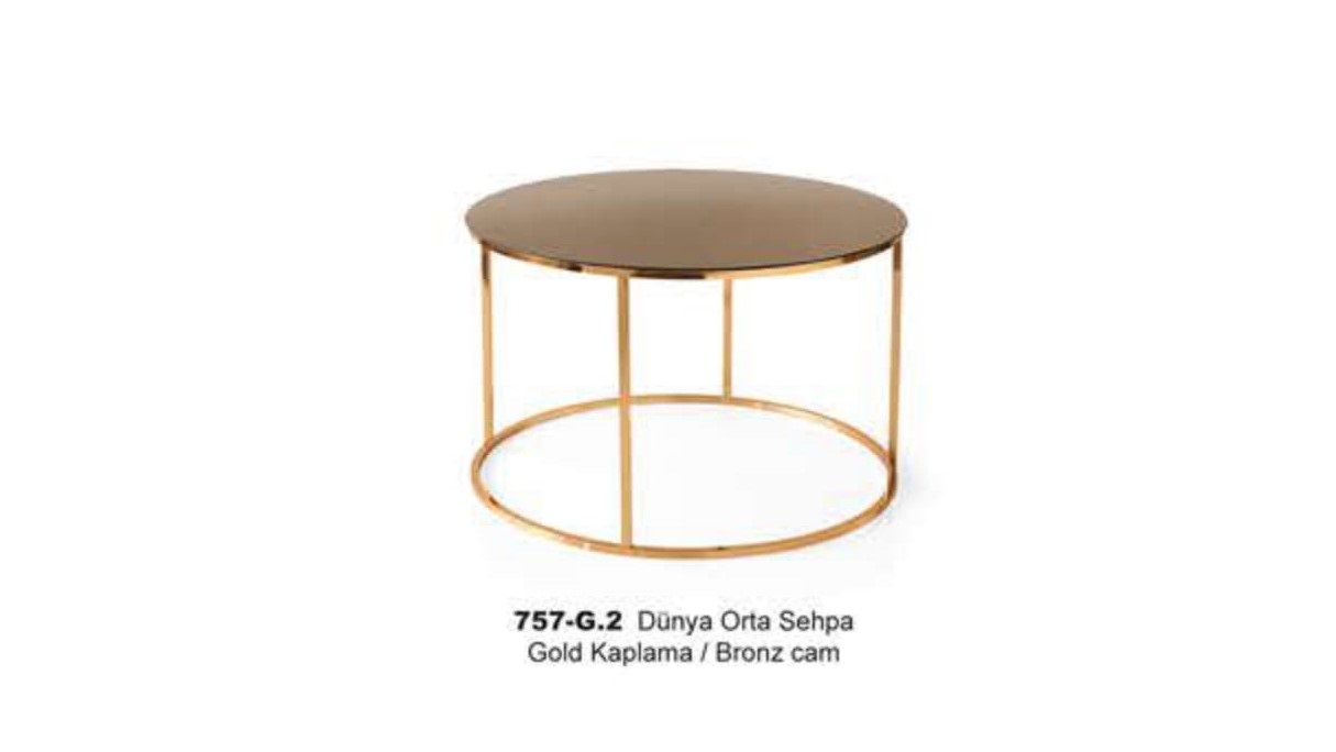 Dunya Center Table Gold Plated Bronze Glass