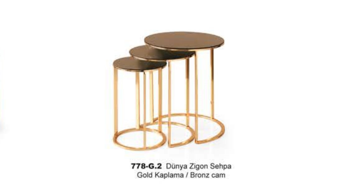 Dunya Nesting Table Gold Plated Bronze Glass