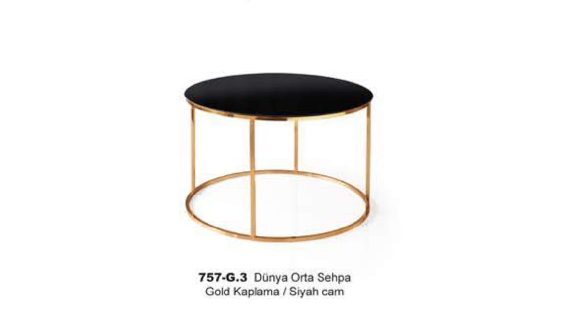 Dunya Center Table Gold Plated Black Glass