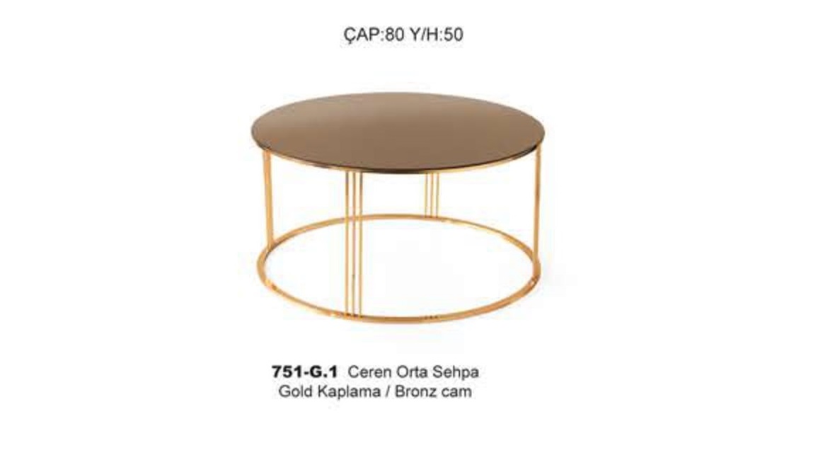 Ceren Center Table Gold Plated Bronze Glass