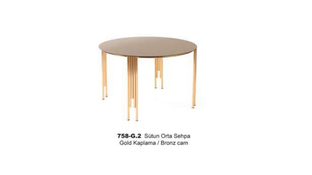 Sutun Center Table Gold Plated Bronze Glass
