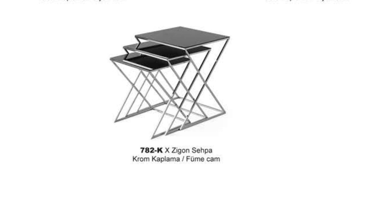 X Nesting Table Chrome Plated Smoked Glass 
