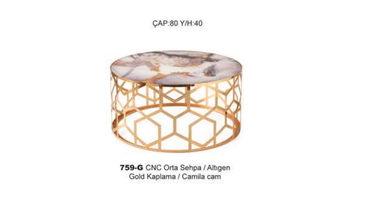 Cnc Coffee Table Gold Plated Camila Glass