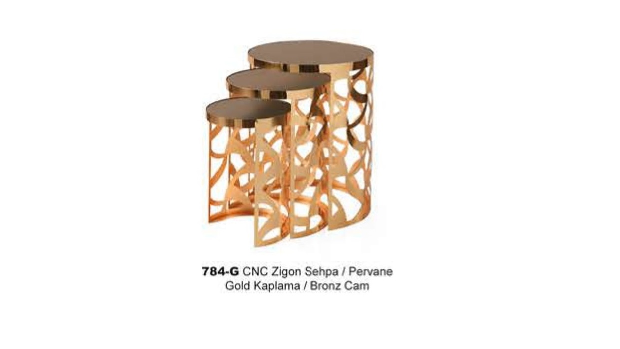 Cnc Nesting Table Gold Plated Bronze Glass