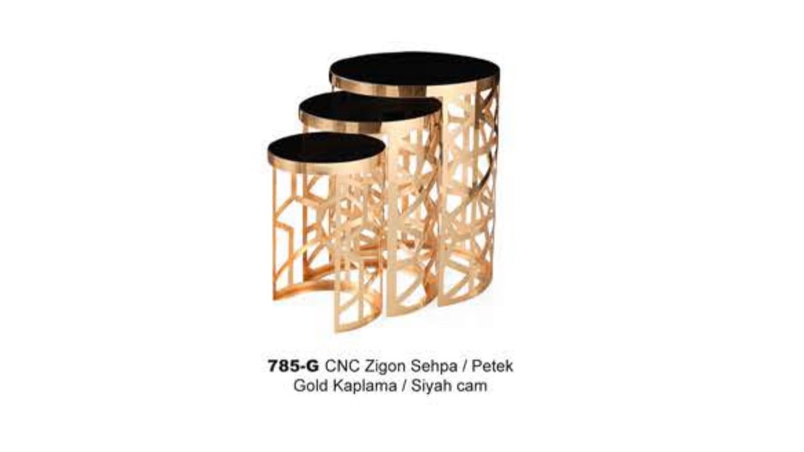 Cnc  Nesting Table Gold Plated Black Glass