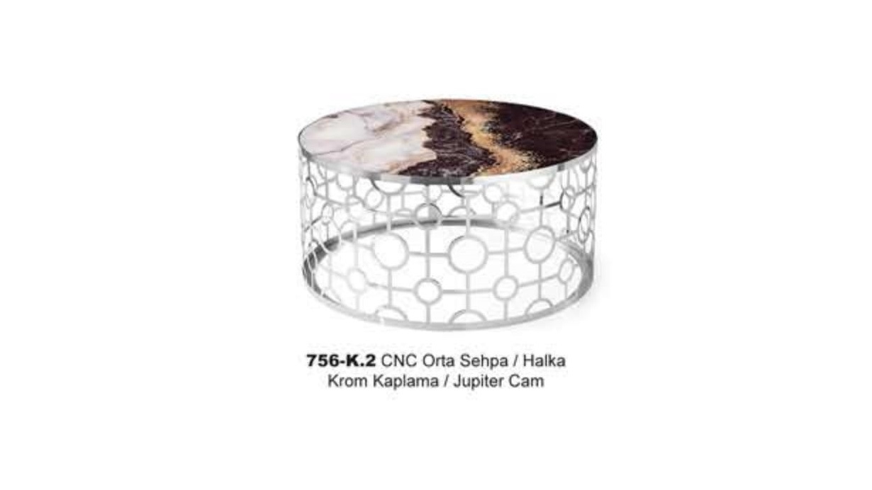 Cnc Center Table Chrome Plated Jupiter Glass