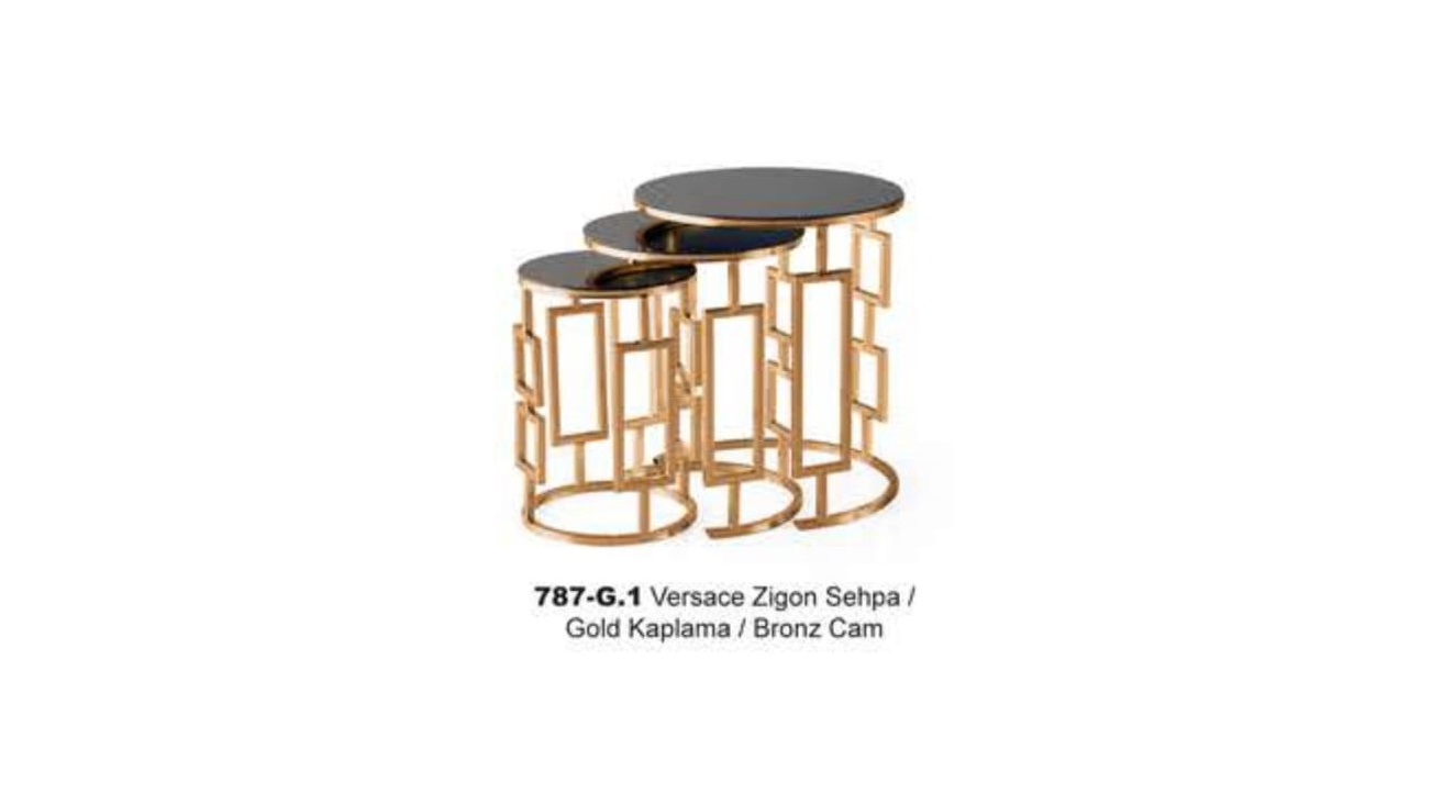 Versace Nesting Table Gold Plated Bronze Glass