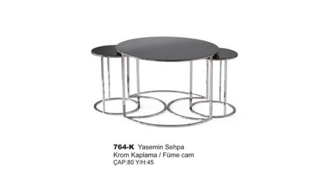Yasemin Center Table Chrome Plated Smoked Glass