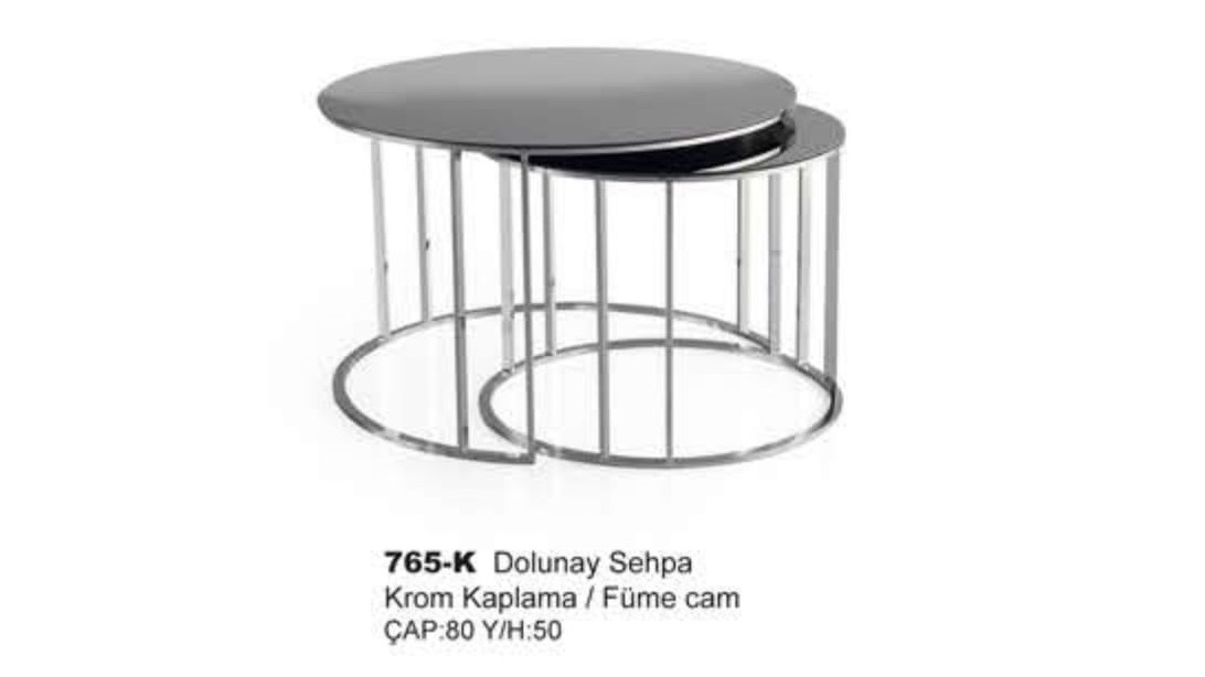 Dolunay Center Table Chrome Plated Smoked Glass