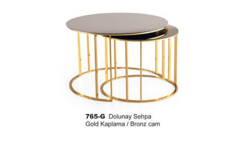 Dolunay Center Table Gold Plated Bronze Glass