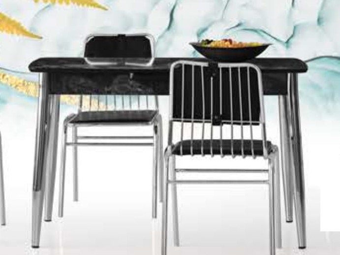 Milano Table Chrome Leg Black Marble 120x70 cm