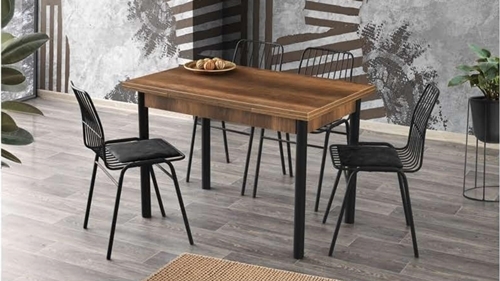 Smart Table (Metal Leg) Baroque Walnut 110x70 cm and Belgin Chair
