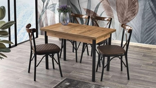 Smart Table (Metal Leg) Baraque Walnut 110x70 cm and Capraz Chair