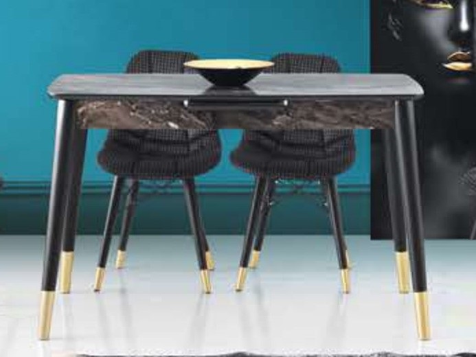 Milano Table Gold Tipped Black Marble 120x70 cm