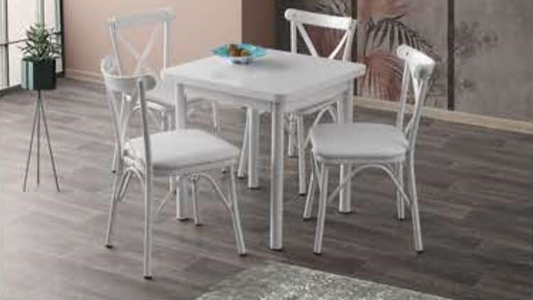 Enzi Table (Metal Leg) White 70x70 cm and Capraz Chair