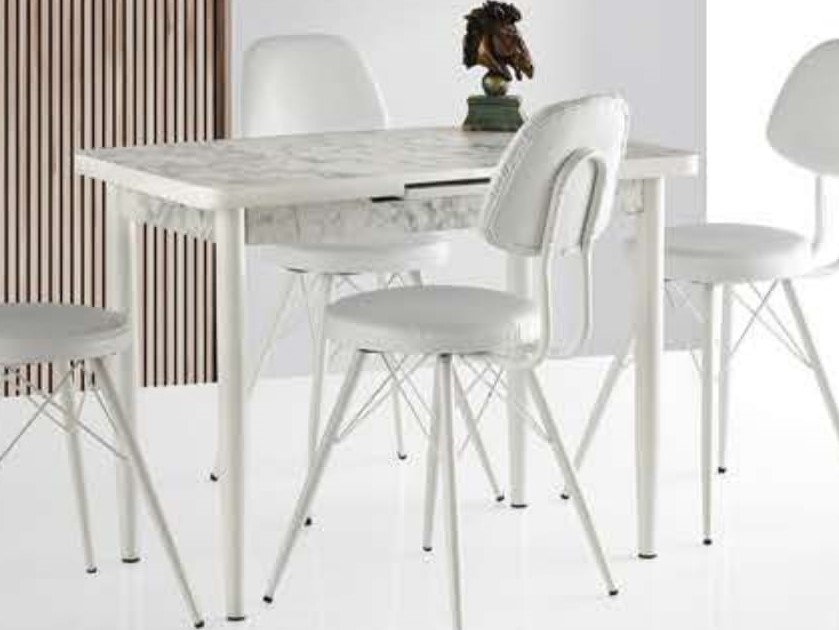Silva Table (Metal Leg) White Marble 100x60 cm