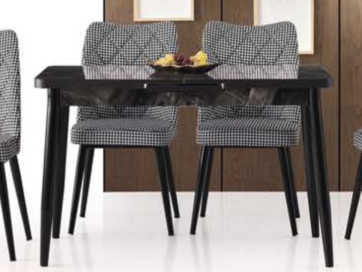 Silva Table (Conical Metal Leg) Black Marble 120x70 cm