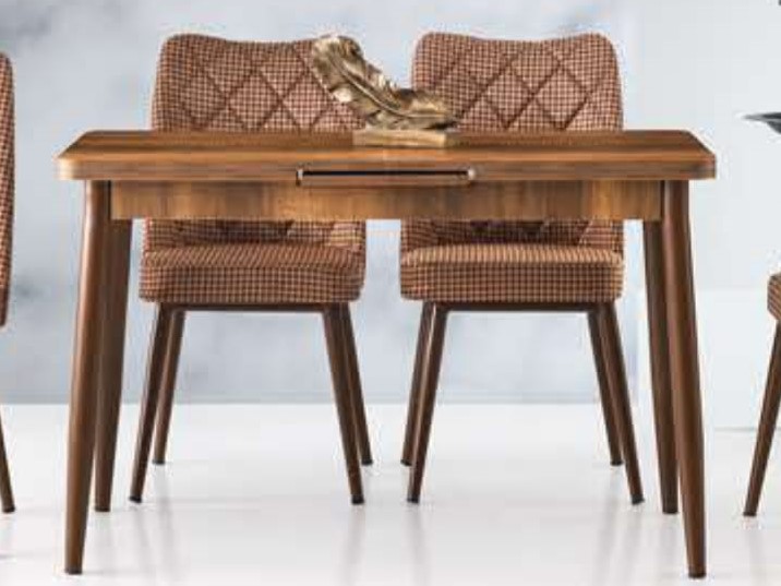 Silva Table (Conical Metal Leg) Baroque Walnut 120x70 cm