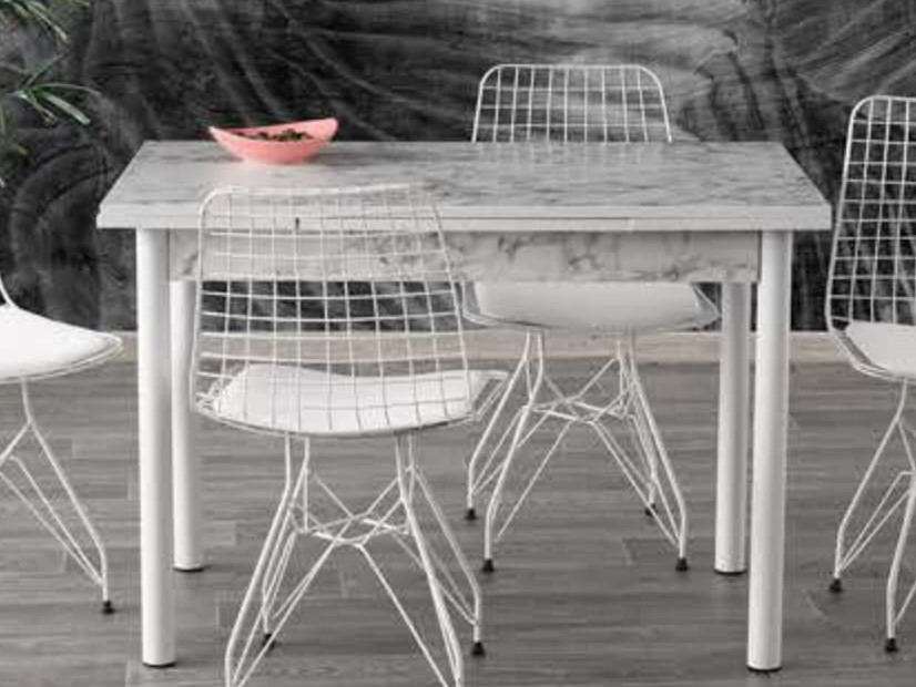 Smart Kitchen Table (Metal Leg) White Marble 110x70 cm