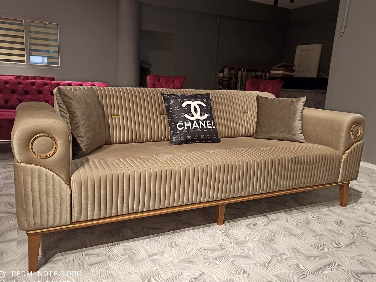 Miraç Metalic Sofa with Bed Wood Leg