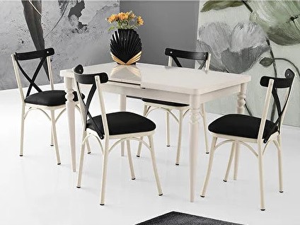 Mercan Table 120 x 75 cm Moonstone and Clover Chair Set