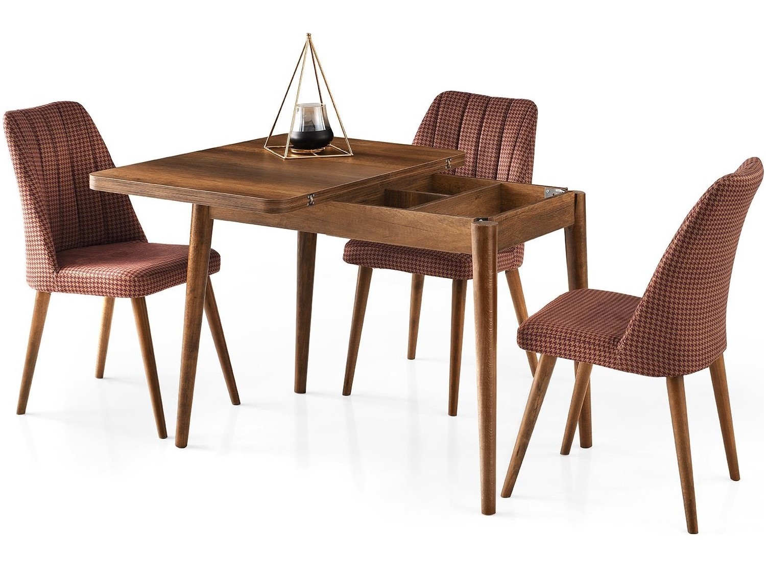 Gonca Oval Baroque Walnut Table 100x65 cm and Nova Chair