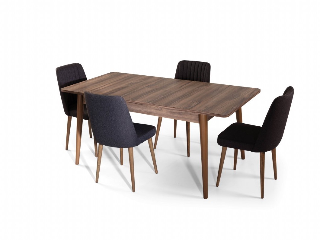 Bahar Walnut Dining Table 145x90 cm and Milano Chair 